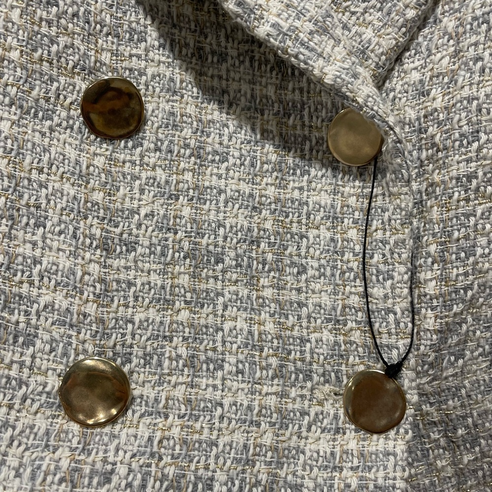 Zara MulticolorTweed Double-Breasted Blazer Size S - Picture 3 of 5